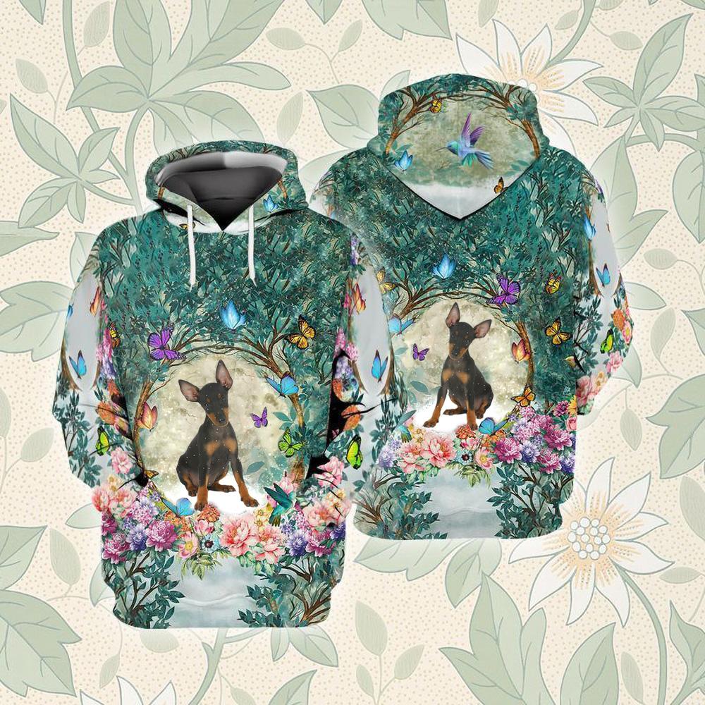Miniature Pinscher Among Forest Unisex Hoodie