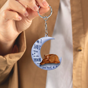 Miniature Pinscher I Love You To The Moon And Back Flat Acrylic Keychain