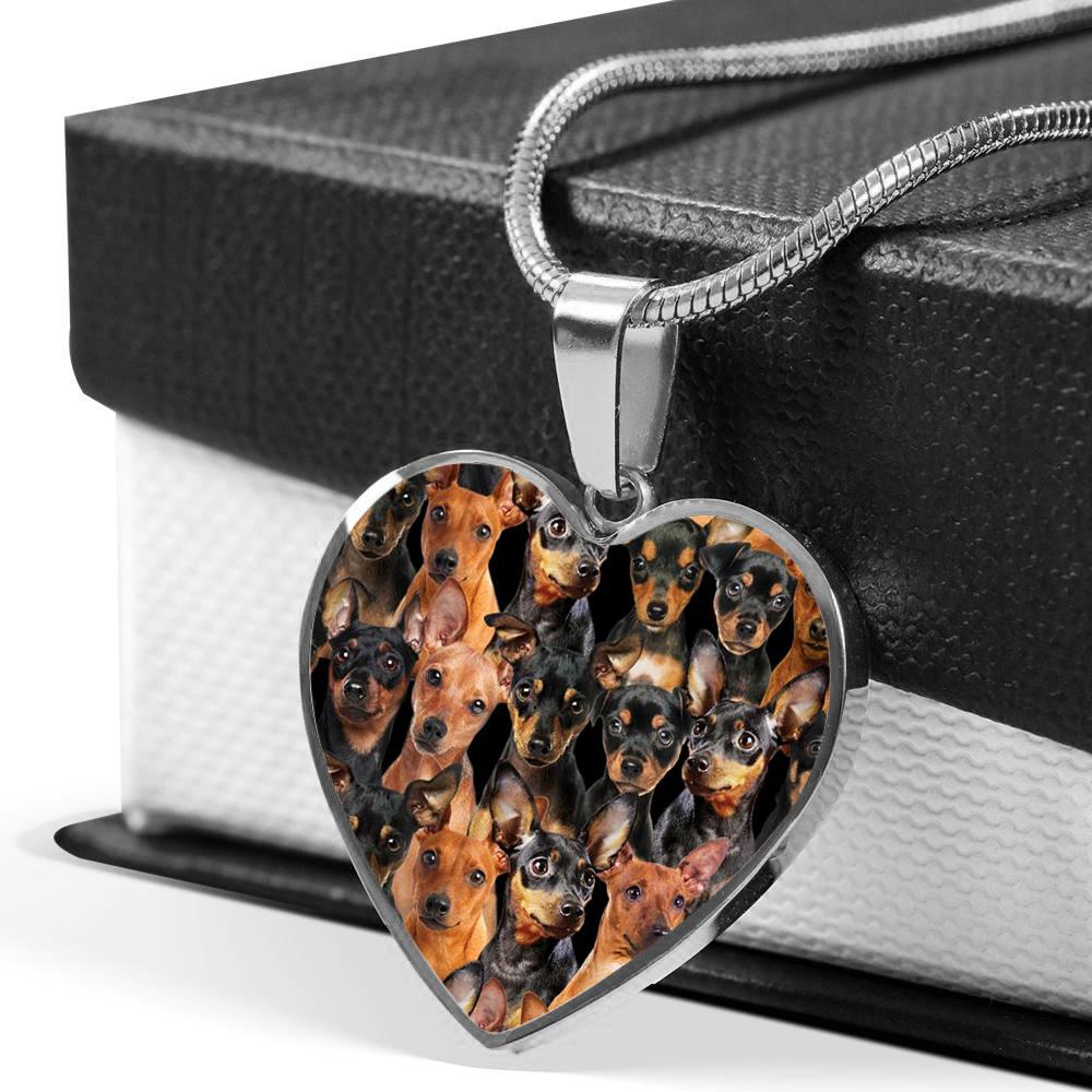A Bunch Of Miniature Pinschers Heart Necklace
