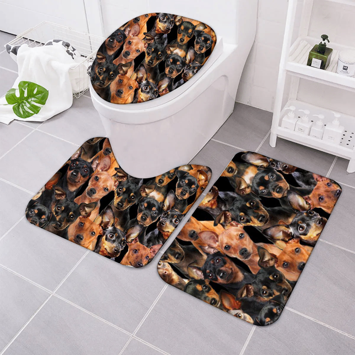 A Bunch Of Miniature Pinschers Bathroom Mat Set