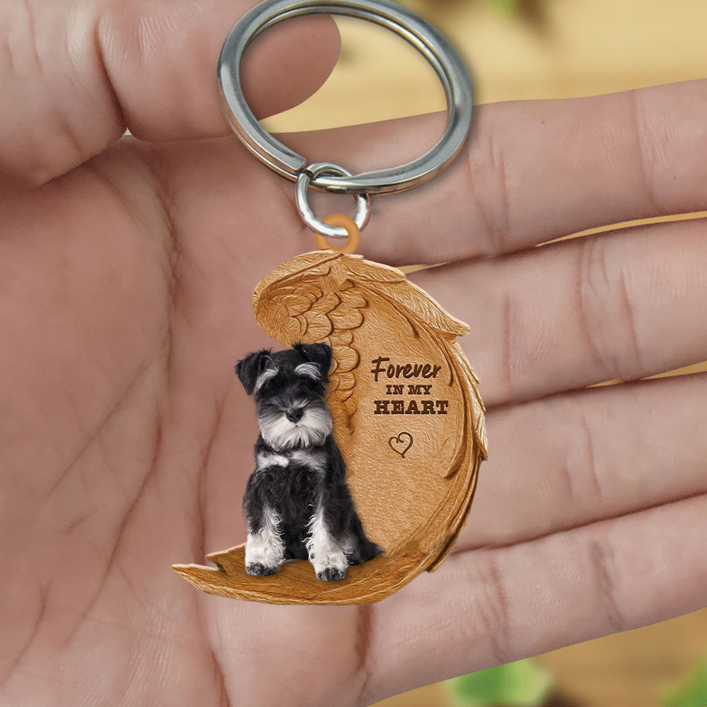 Miniature Schnauzer In My Heart Flat Acrylic Keychain