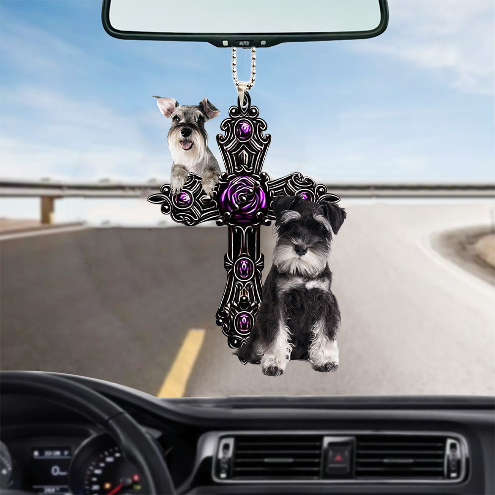 Miniature Schnauzer02 Pray For God Car Hanging Ornament