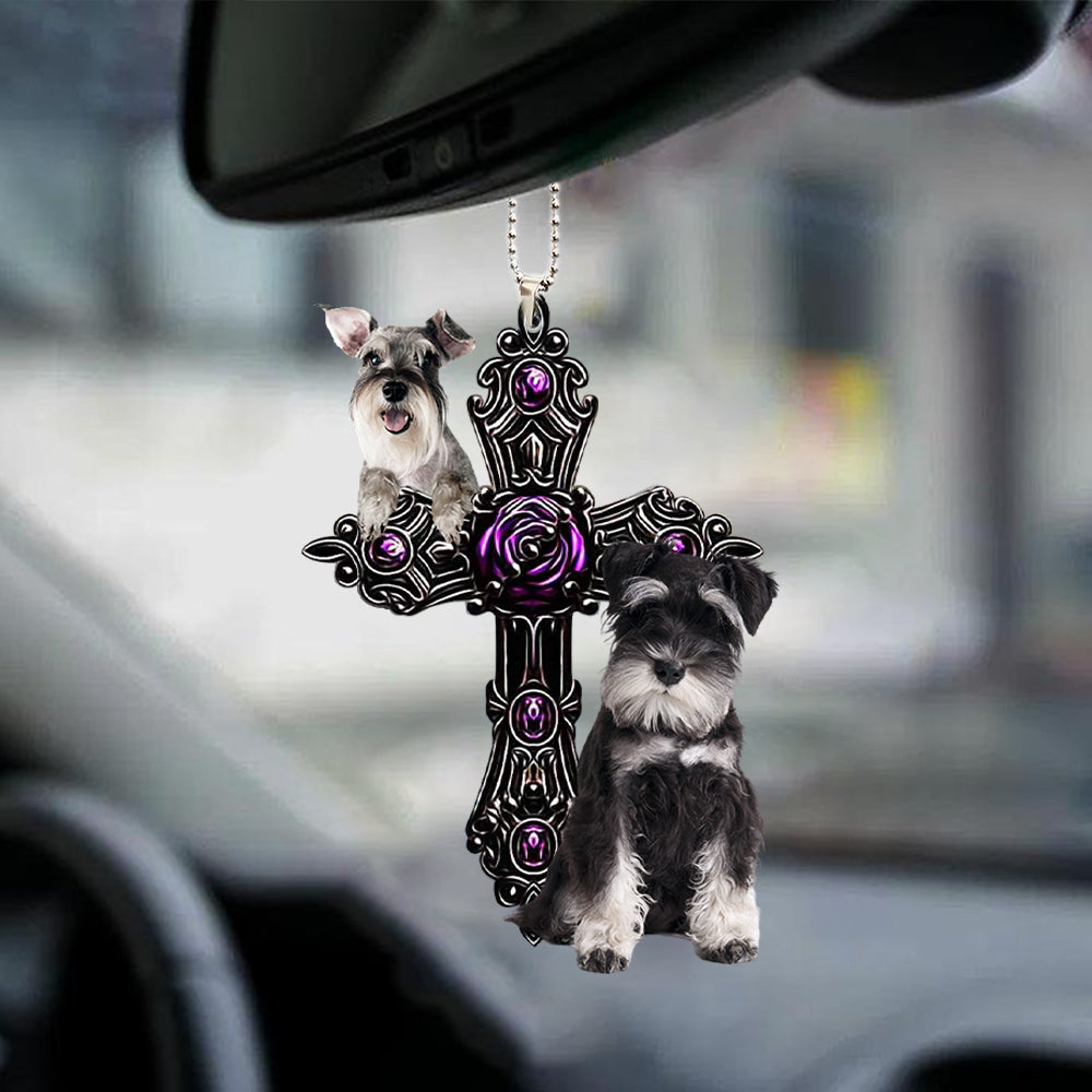 Miniature Schnauzer02 Pray For God Car Hanging Ornament