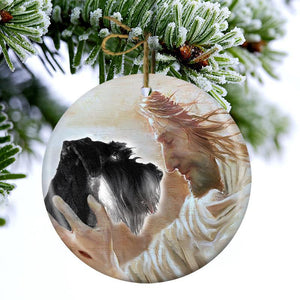 New Release -Miniature Schnauzer With God Porcelain/Ceramic Ornament