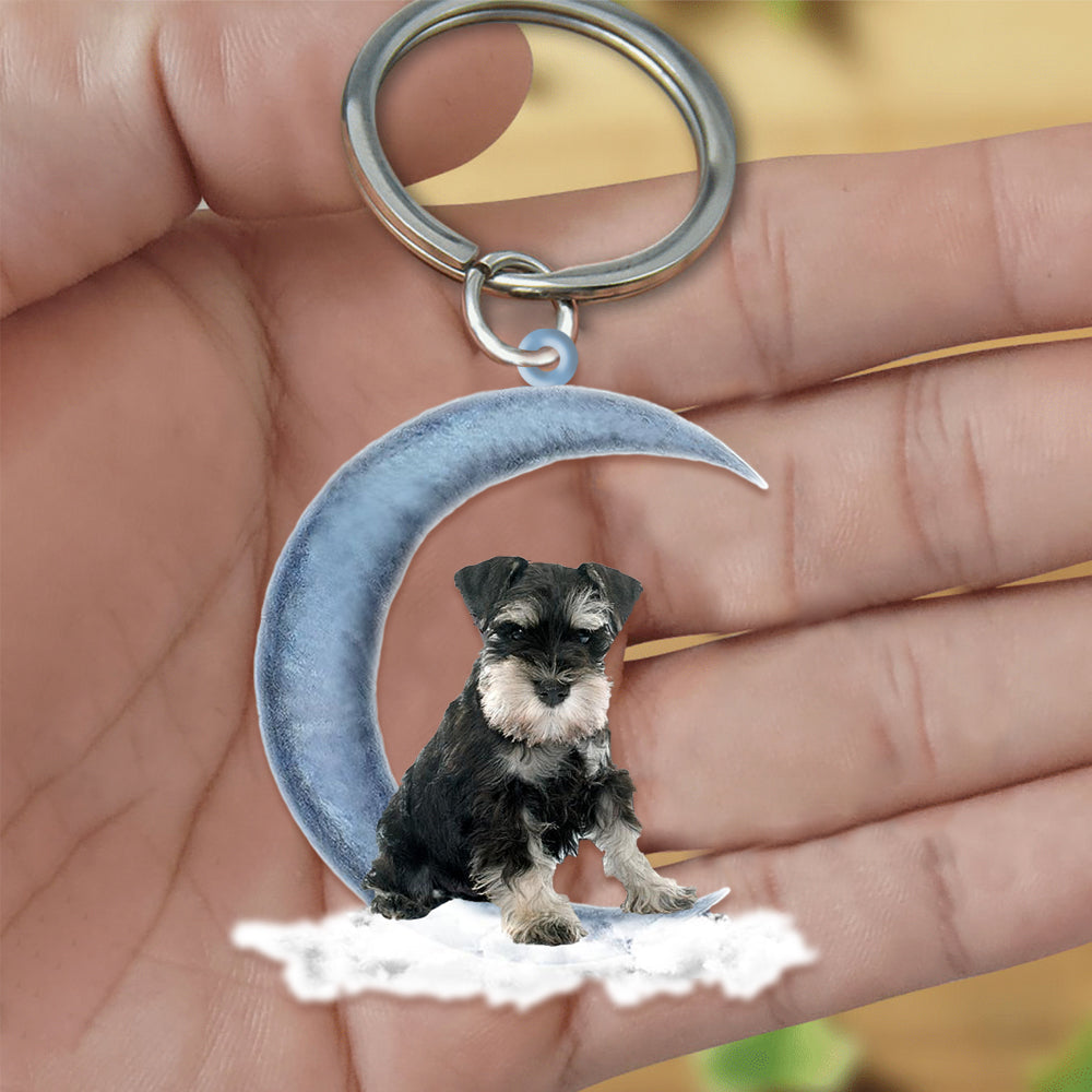 Miniature Schnauzer 2 On The Moon Flat Acrylic Keychain