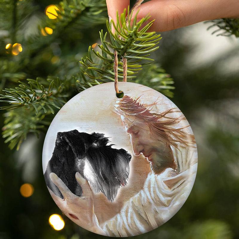 New Release -Miniature Schnauzer With God Porcelain/Ceramic Ornament