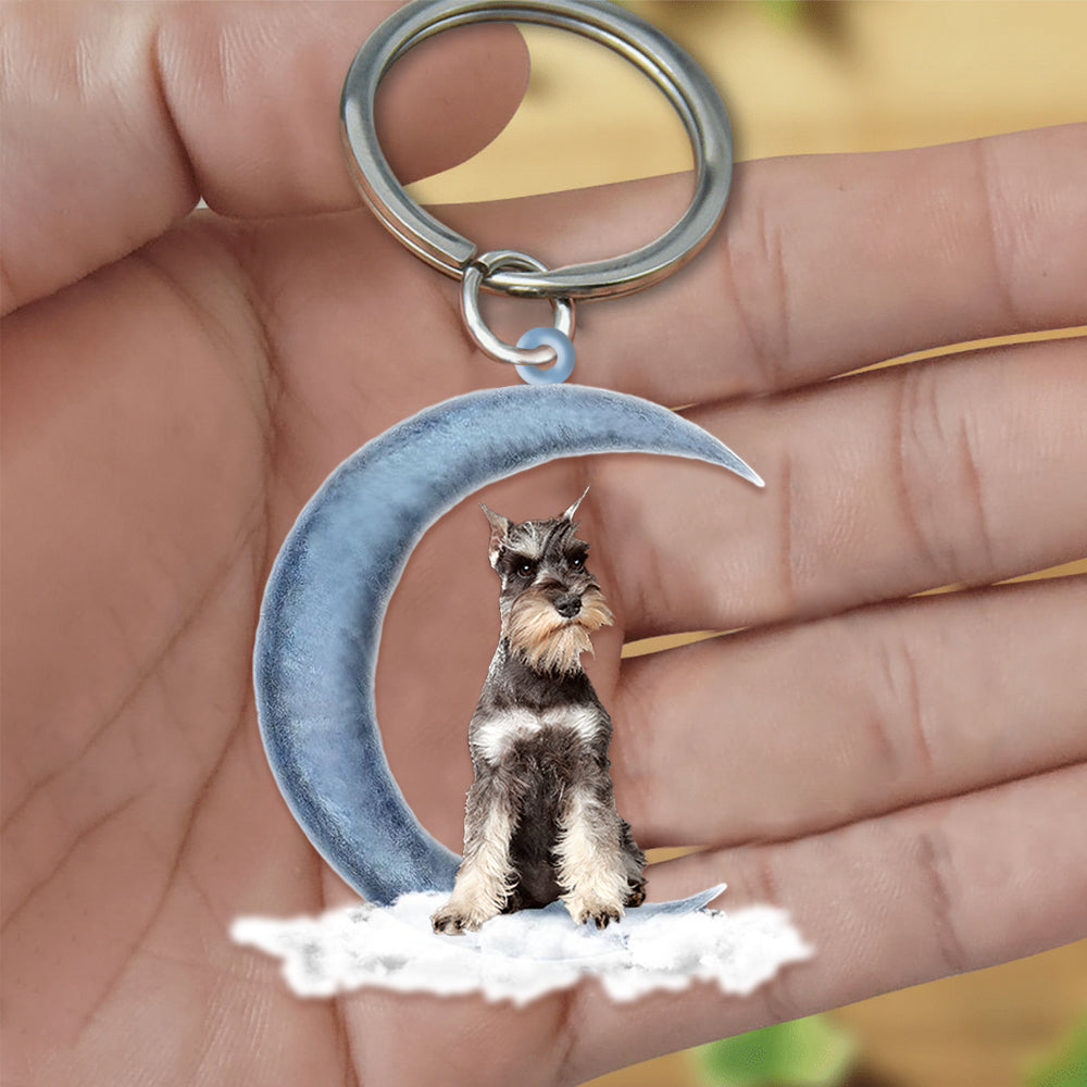 Miniature Schnauzer On The Moon Flat Acrylic Keychain