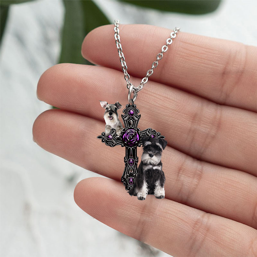Miniature Schnauzer Pray For God Stainless Steel Necklace