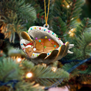 Miniature pinscher(Red) Sleeping Angel In God Hand Christmas Ornament