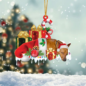 Miniature pinscher(Red) Merry Christmas Hanging Ornament-0211