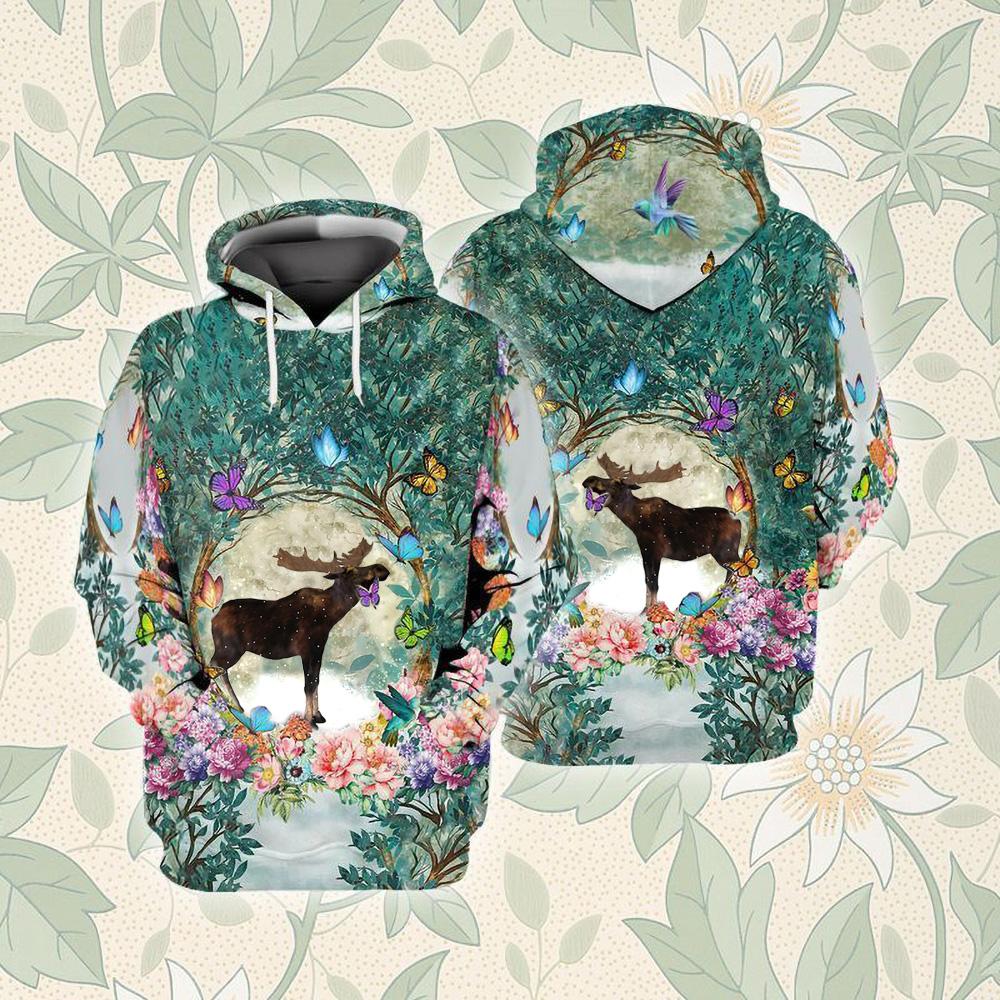 Moose Among Forest Unisex Hoodie