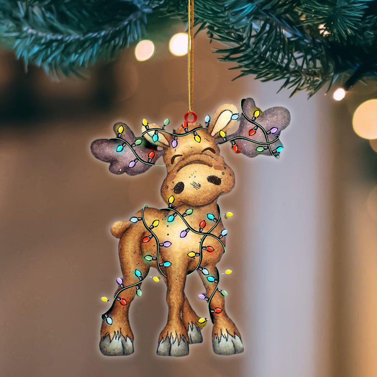 Moose Christmas Light Hanging Ornament