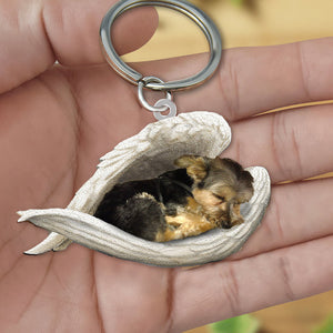 Morkie1 Sleeping Angel Acrylic Keychain