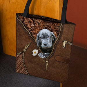 Neapolitan Mastiff Holding Daisy Tote Bag