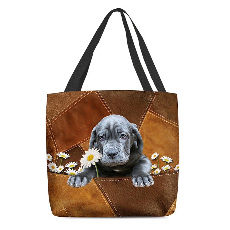 Neapolitan Mastiff Holding Daisy All Over Printed Tote Bag