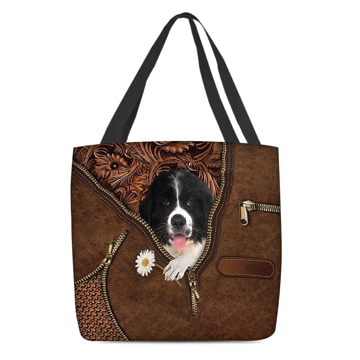 Newfoundland Holding Daisy Tote Bag