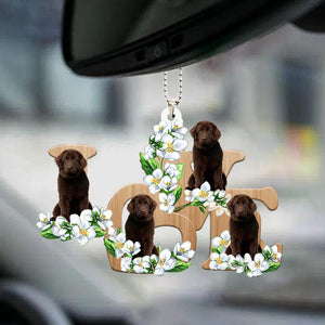 Newfoundland Love Flowers Dog Lover Car Hanging Ornament