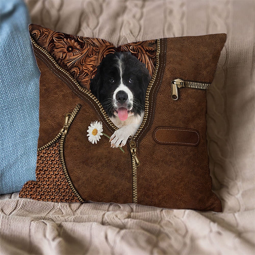 Newfoundland Holding Daisy Pillow Case