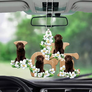 Newfoundland Love Flowers Dog Lover Car Hanging Ornament