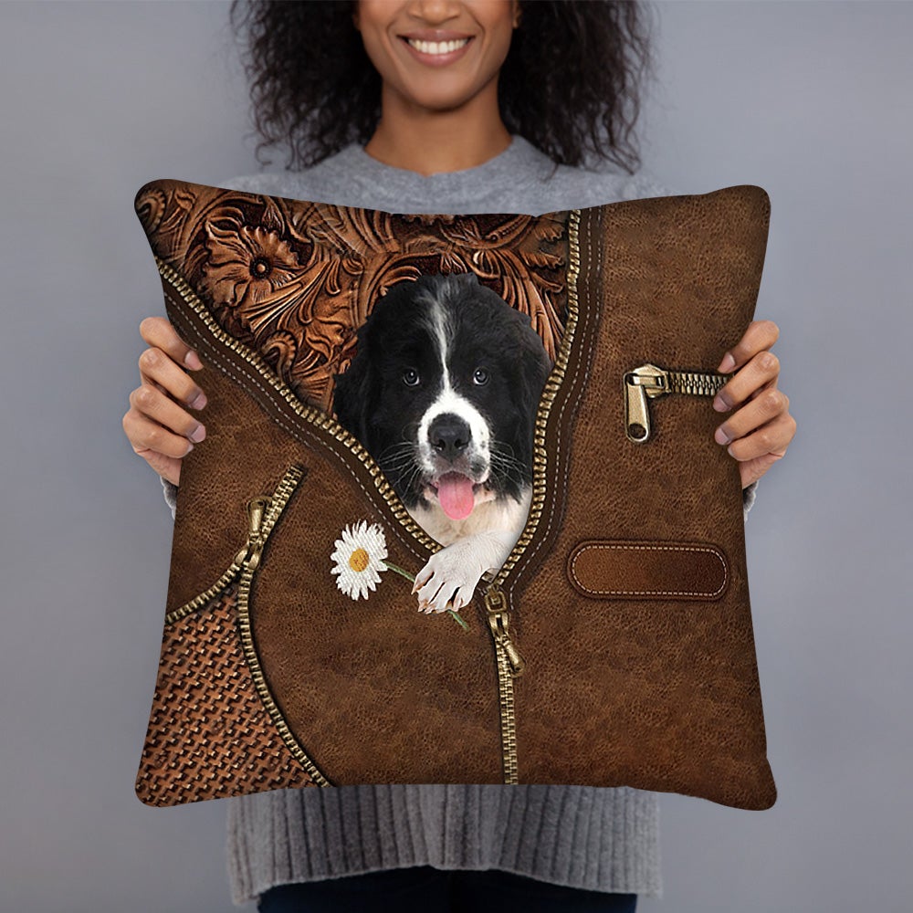 Newfoundland Holding Daisy Pillow Case