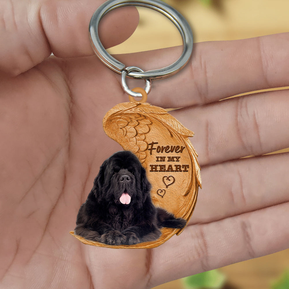 Newfoundland dog Forever In My Heart Flat Acrylic Keychain