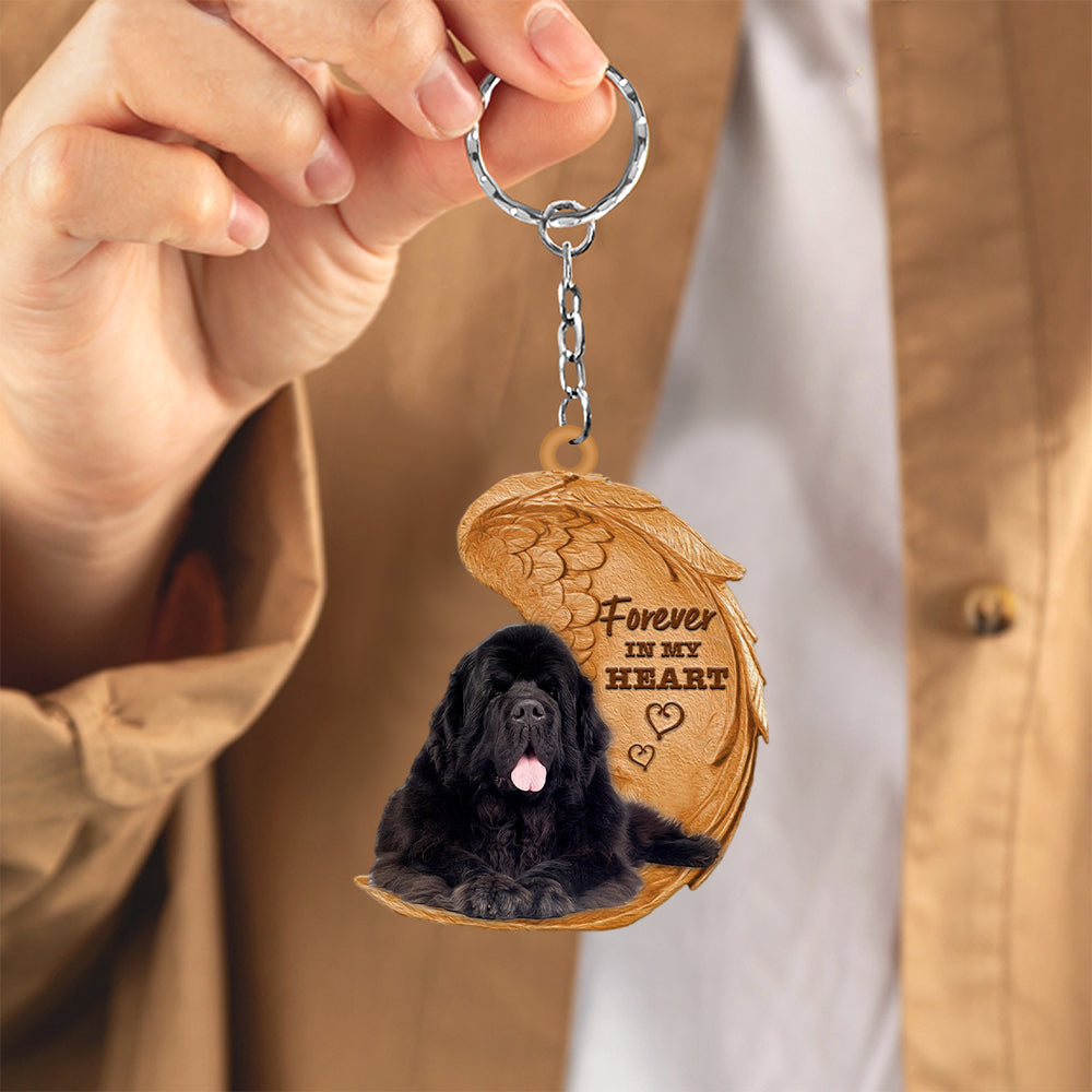 Newfoundland dog Forever In My Heart Flat Acrylic Keychain