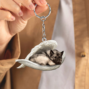 Norwegian Elkhound1 Sleeping Angel Acrylic Keychain