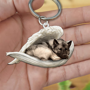 Norwegian Elkhound Sleeping Angel Acrylic Keychain