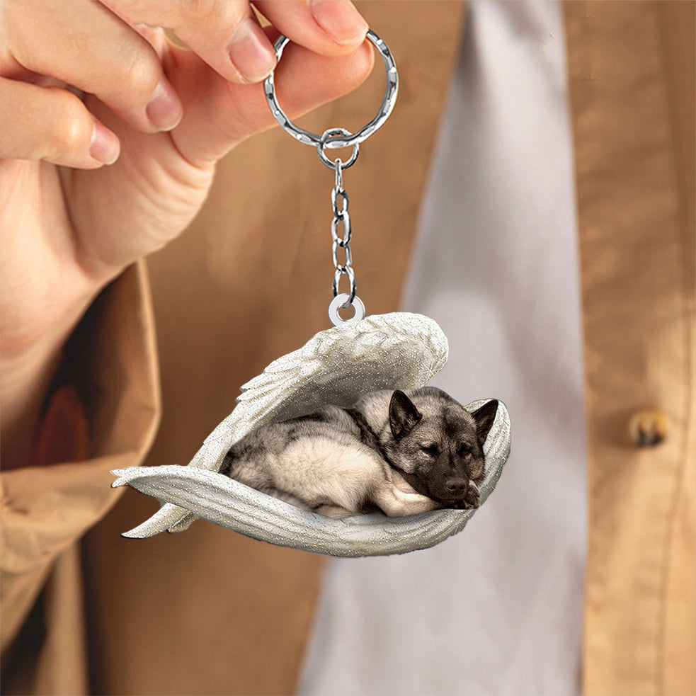 Norwegian Elkhound Sleeping Angel Acrylic Keychain