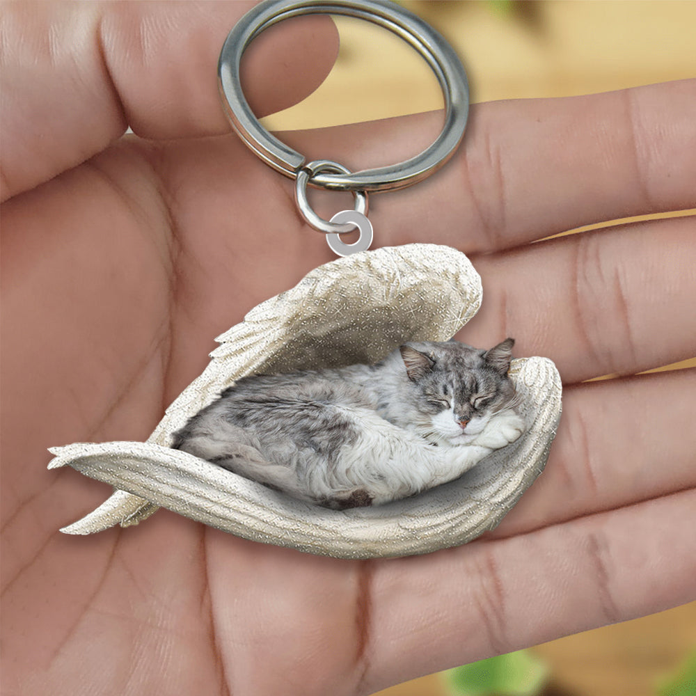 Norwegian Forest Cat Sleeping Angel Acrylic Keychain