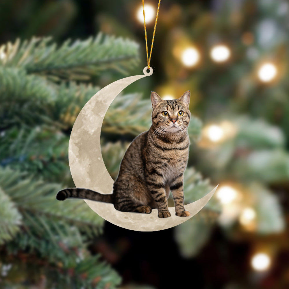 Ocicat Sits On The Moon Hanging Ornament