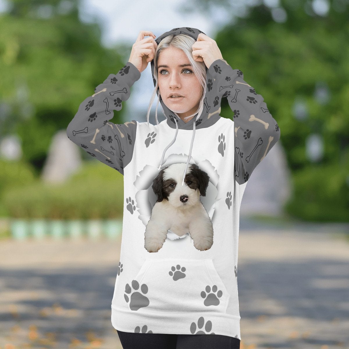 Old English Sheepdog-Paw Dog Unisex Hoodie