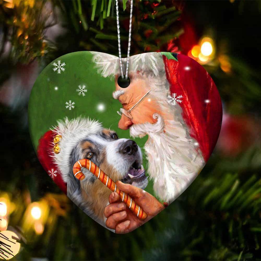 Australia Shepherd Dog happy heart gift for dog lover ornament