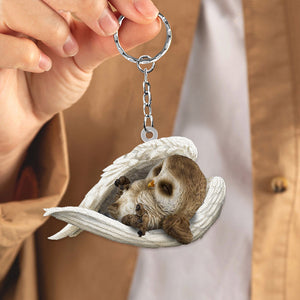 Owl Sleeping Angel Acrylic Keychain