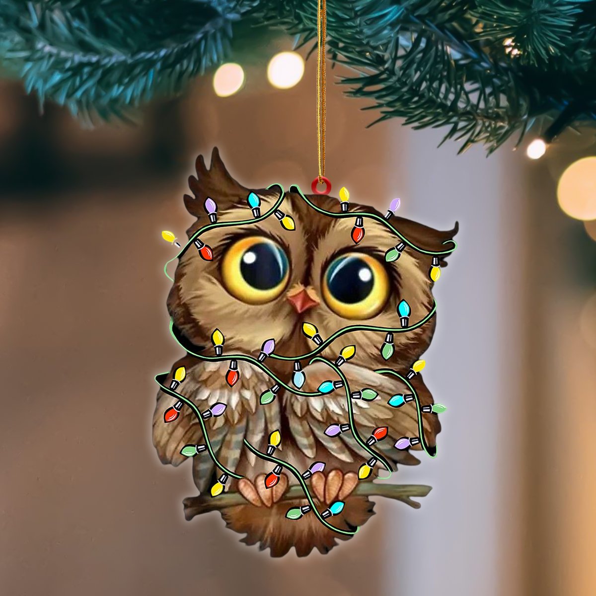 Owl Christmas Light Hanging Ornament