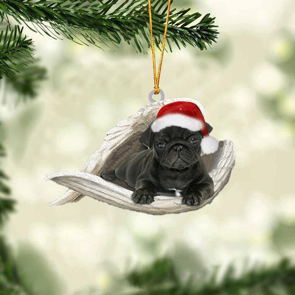 PUG (Black) Sleeping Angel Christmas Ornament