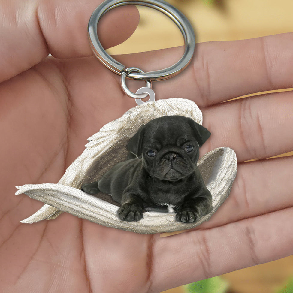 PUG (Black)1 Sleeping Angel Acrylic Keychain