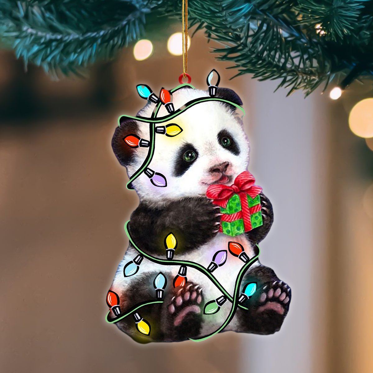 Panda Christmas Light Hanging Ornament