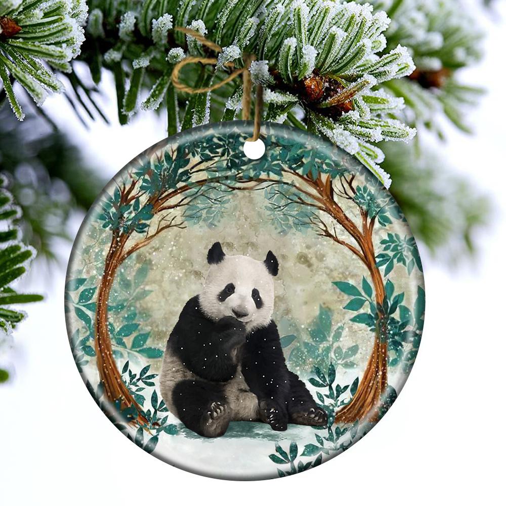 Panda Among Forest Porcelain/Ceramic Ornament