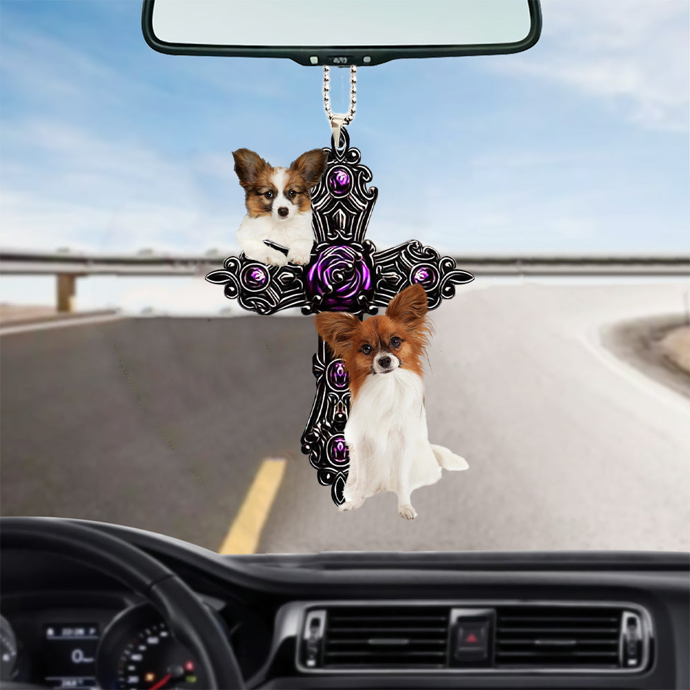 Papillon Pray For God Car Hanging Ornament
