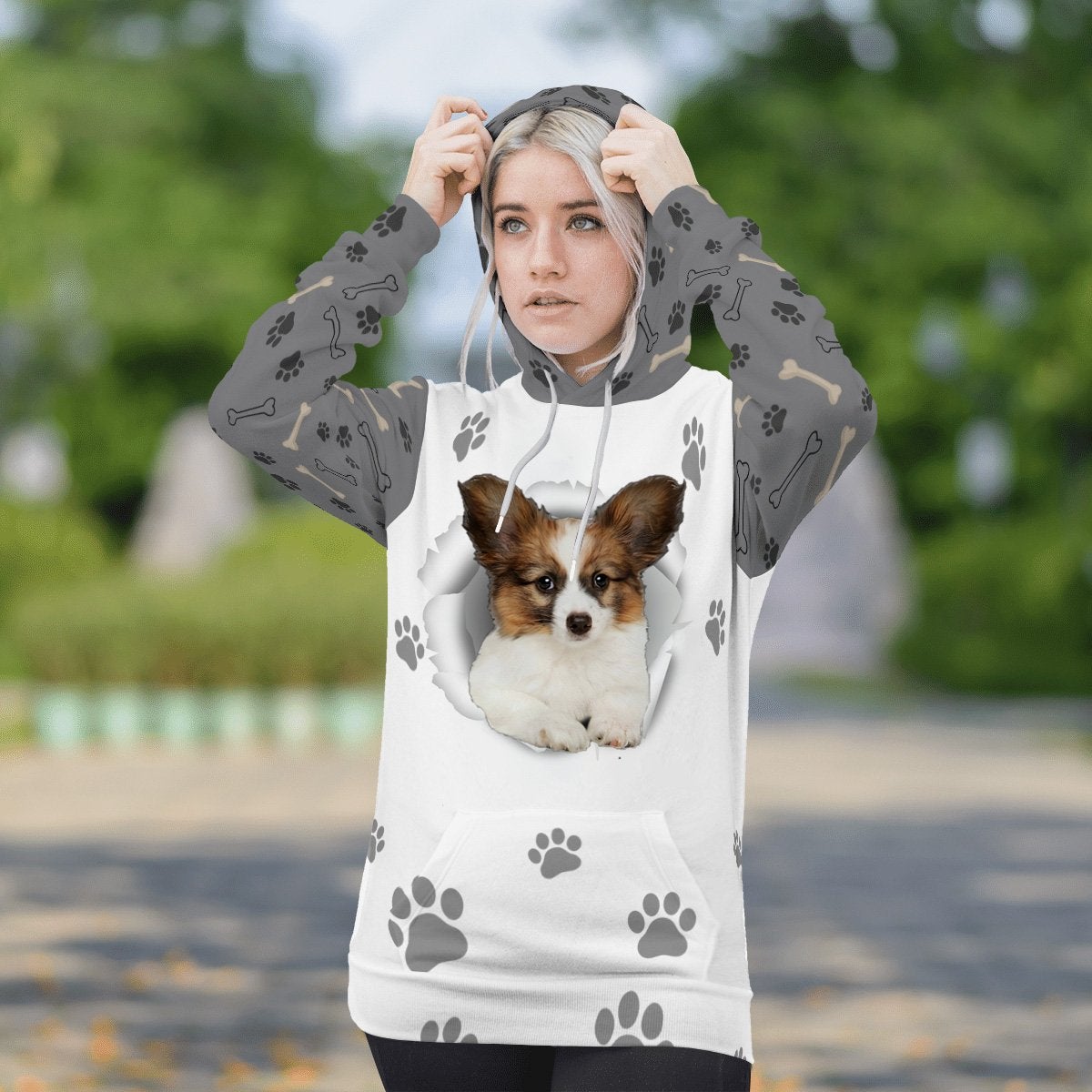 Papillon-Paw Dog Unisex Hoodie