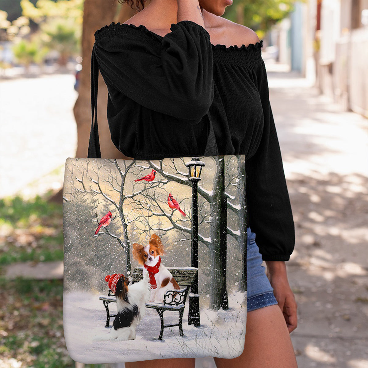 Papillon Hello Christmas/Winter/New Year Tote Bag