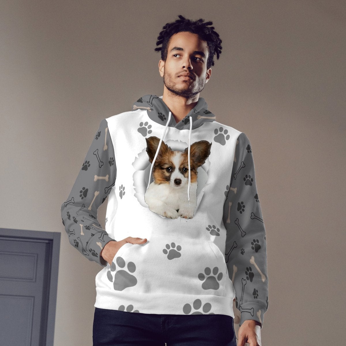 Papillon-Paw Dog Unisex Hoodie