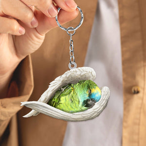 Parrot Sleeping Angel Acrylic Keychain
