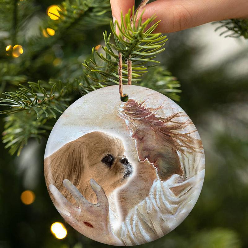New Release -Pekingese With God Porcelain/Ceramic Ornament