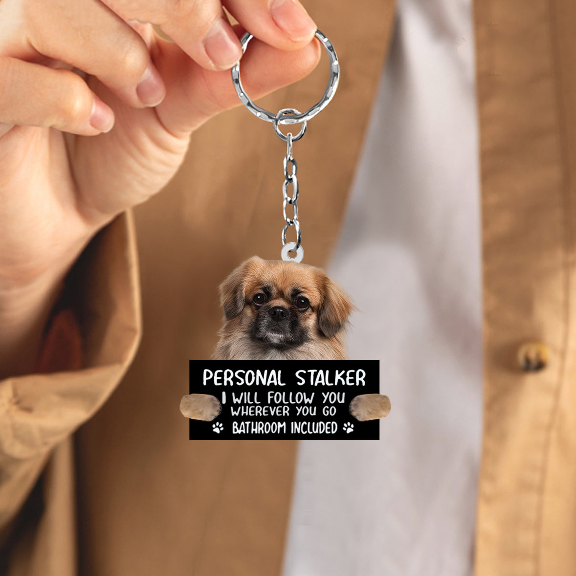 Pekingese Personal Stalker Acrylic Keychain