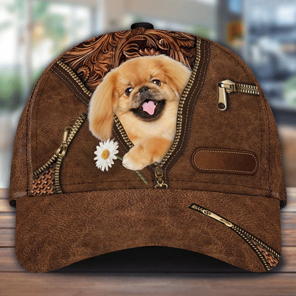 Pekingese Holding Daisy Unisex Cap