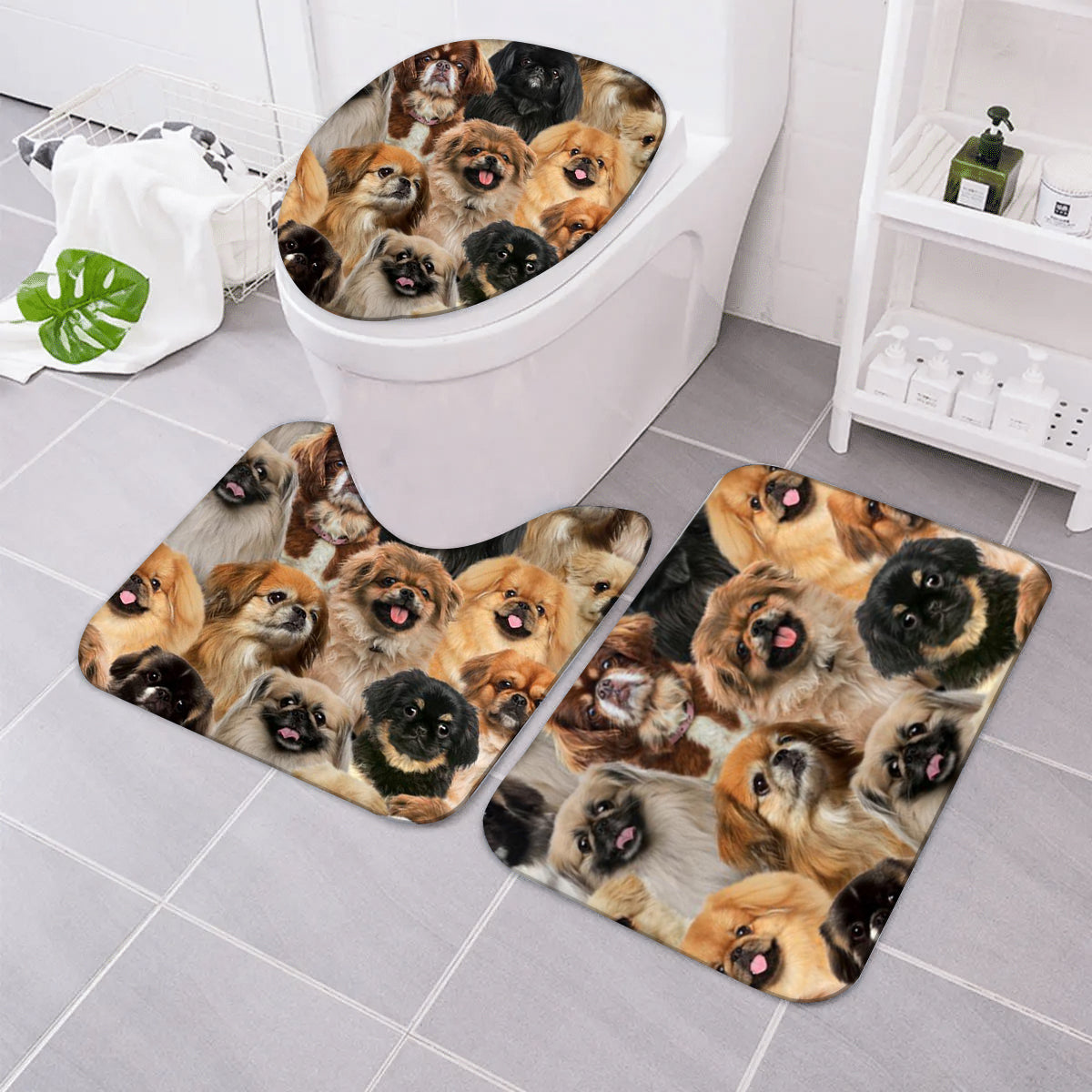 A Bunch Of Pekingeses Bathroom Mat Set