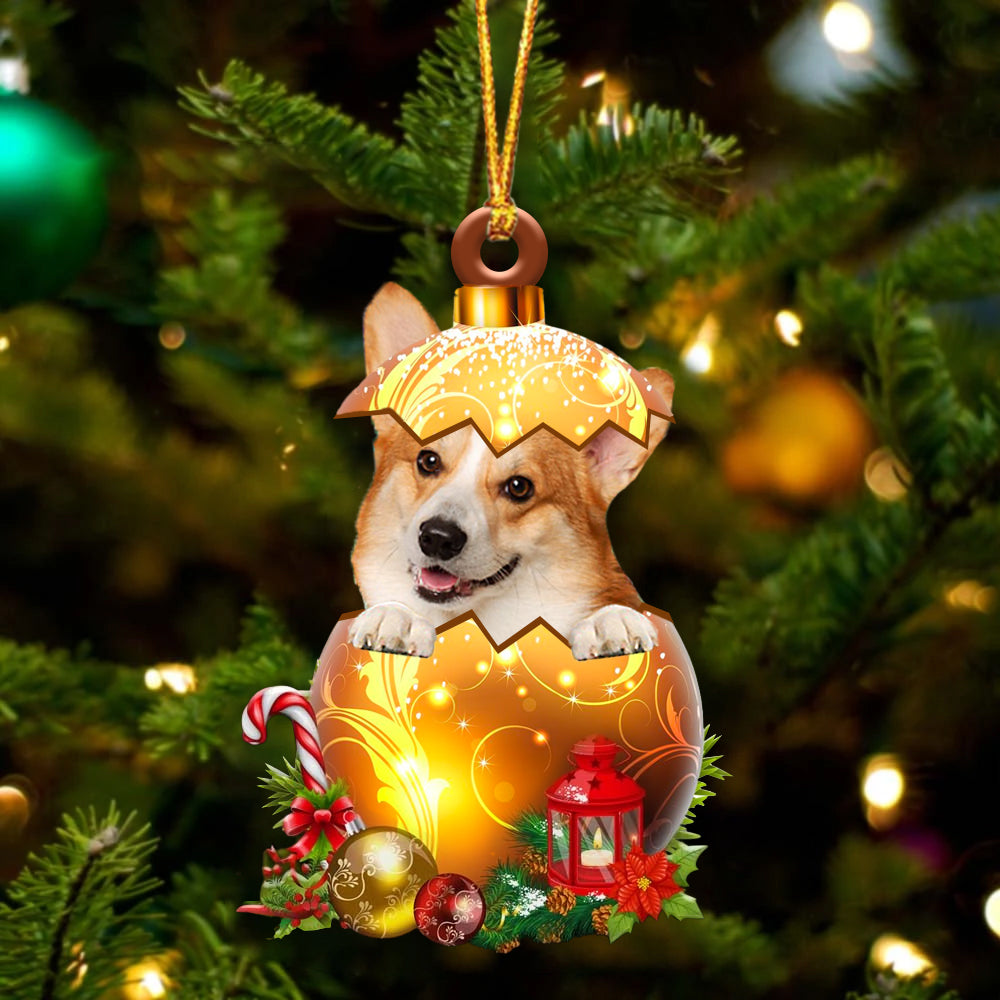 Pembroke Welsh Corgi In Golden Egg Christmas Ornament