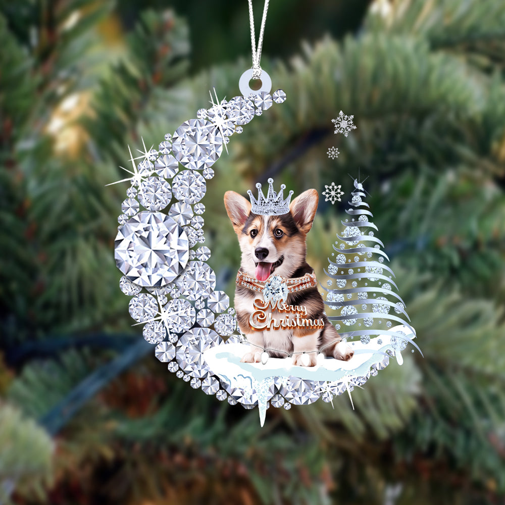 Pembroke Welsh Corgi (1)Diamond Moon Merry Christmas Ornament